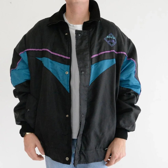 Vintage Edco 80's Black Snowmobile & Ski Winter  jacket Coat - Picture 3 of 14